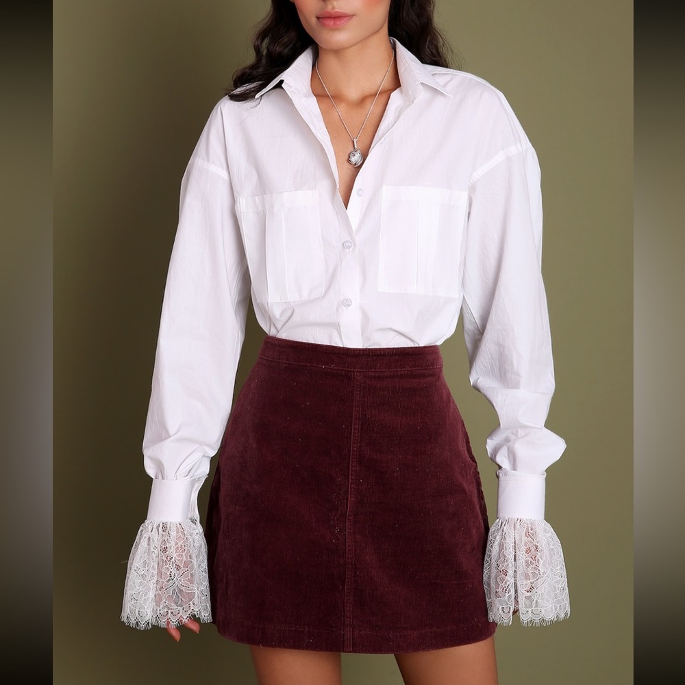 Lace Detail Poplin Dress Shirt